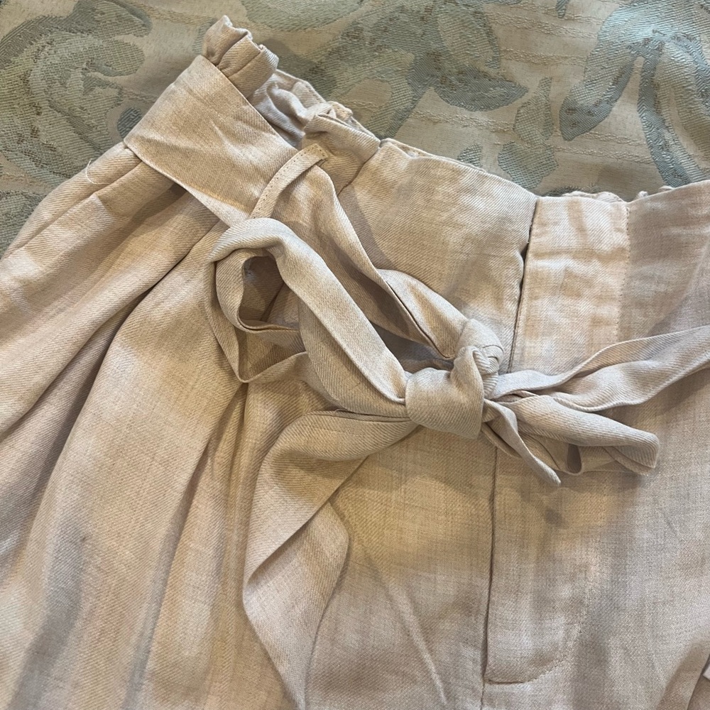 Bishop + Young Paper bag Tan Front Tie Shorts - Picture 3 of 6